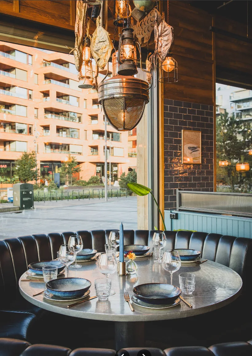 Det ekte restaurantlokalet hos Fiskeriet i Bjørvika